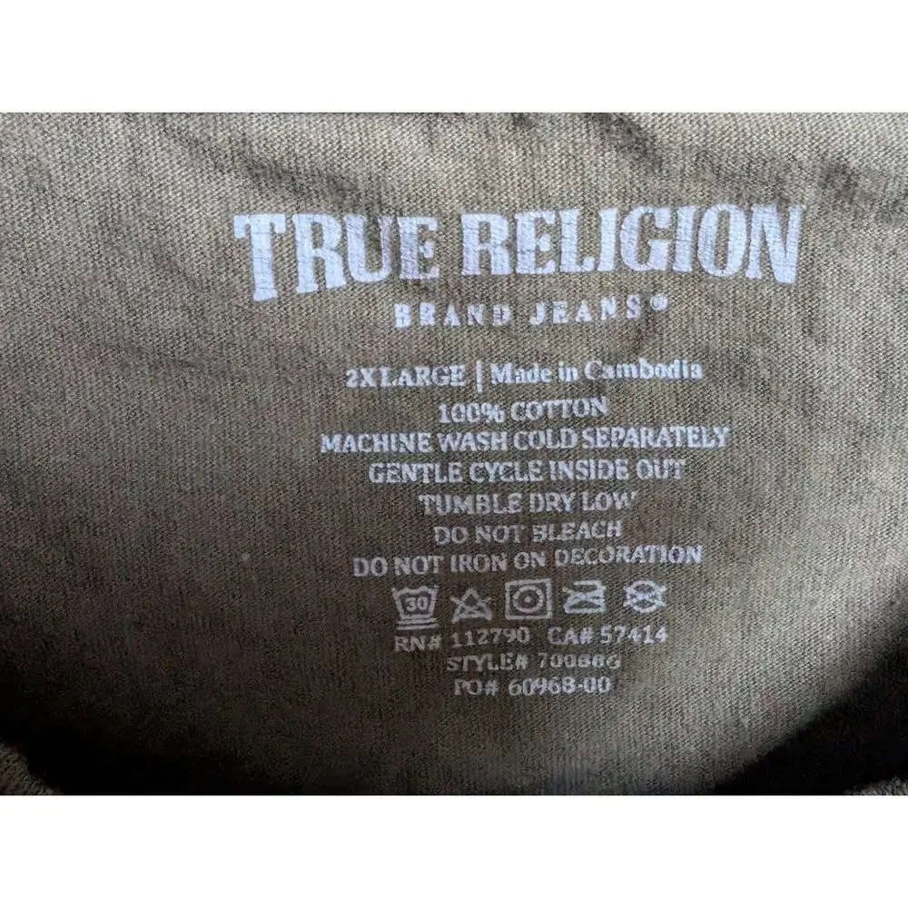True Religion Big TR Buddha Green Short Sleeve Tee T-Shirt XXL